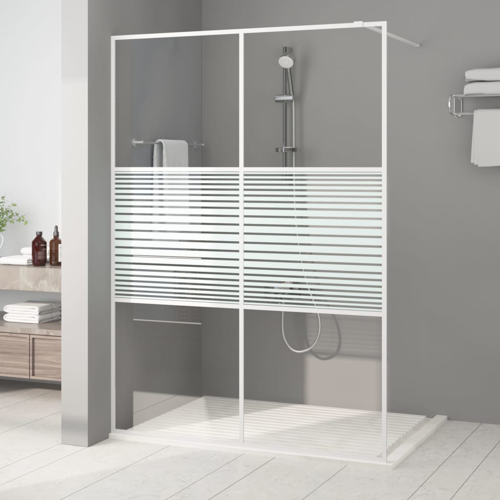 Vidaxl begehete Duschwand 140x195 cm transparentes ESG-Glas weiß