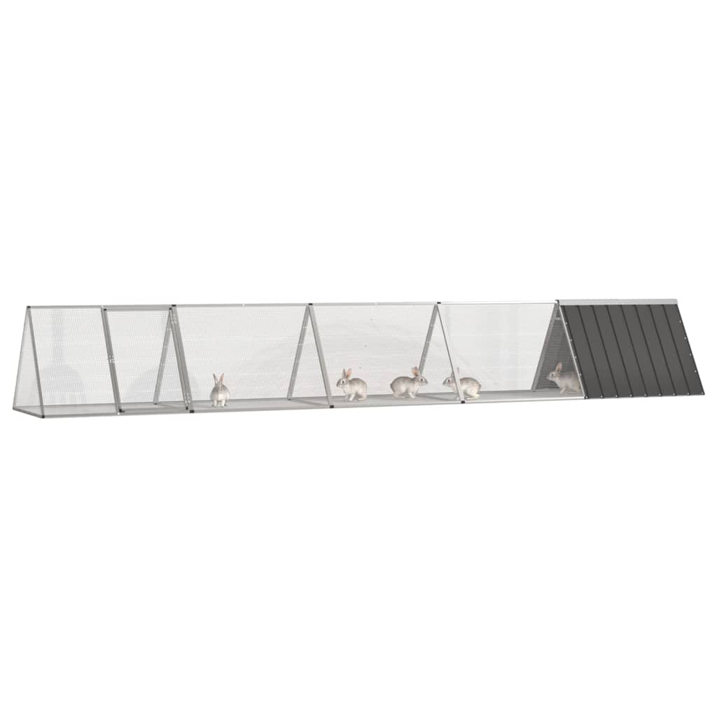 Vidaxxl Kaninchenstall 504,5x80,5x71 cm verzinkter Stahl Anthrazit