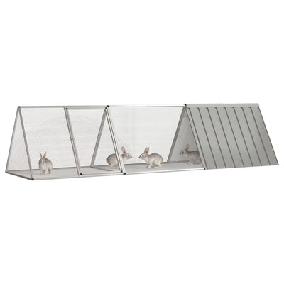 Vidaxx Kaninchenkäfig grau 302,5x80,5x71 cm verzinkter Stahl