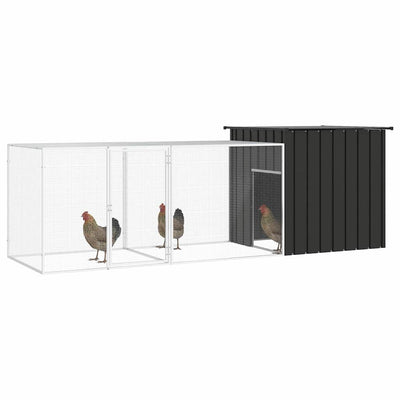 Vidaxl Chicken Coop 300x91x100 cm verzinkter Stahl -Anthrazit -Verschärfen