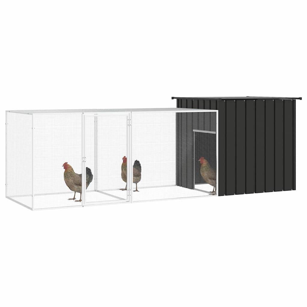 Vidaxl Chicken Coop 300x91x100 cm verzinkter Stahl -Anthrazit -Verschärfen