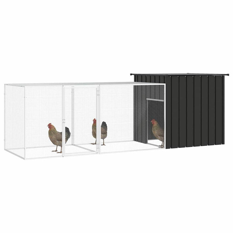 Vidaxl Chicken Coop 300x91x100 cm verzinkter Stahl -Anthrazit -Verschärfen