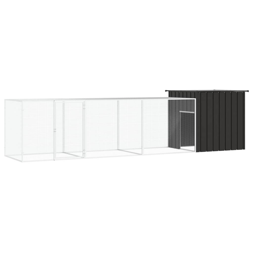 Vidaxl Chicken Coop 400x91x100 cm verzinkter Stahl -Anthrazit -Verschärfen