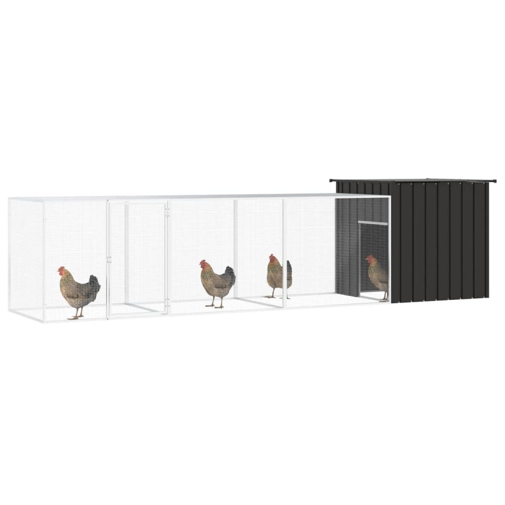 Vidaxl Chicken Coop 400x91x100 cm verzinkter Stahl -Anthrazit -Verschärfen