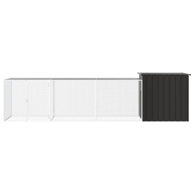 Vidaxl Chicken Coop 400x91x100 cm verzinkter Stahl -Anthrazit -Verschärfen