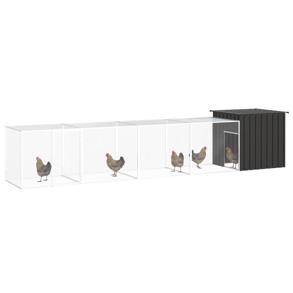 Vidaxl Chicken Coop 500x91x100 cm verzinkter Stahl -Anthrazit -Verschärfen