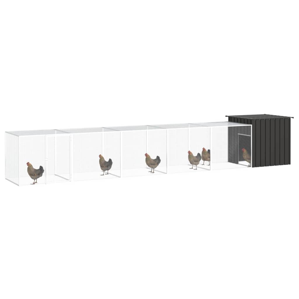 Vidaxl Chicken Coop 600x91x100 cm verzinkter Stahl -Anthrazit -Verschärfen