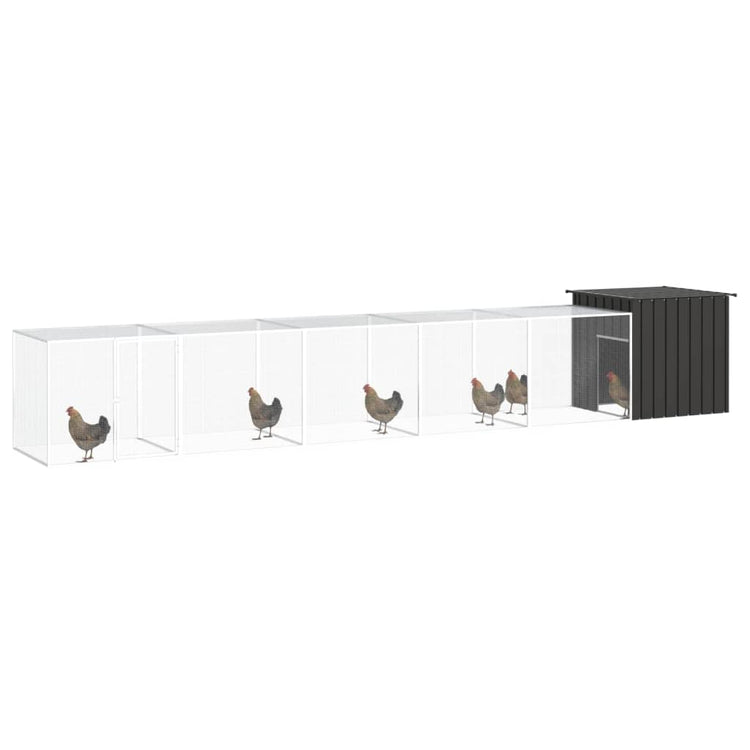 Vidaxl Chicken Coop 600x91x100 cm verzinkter Stahl -Anthrazit -Verschärfen