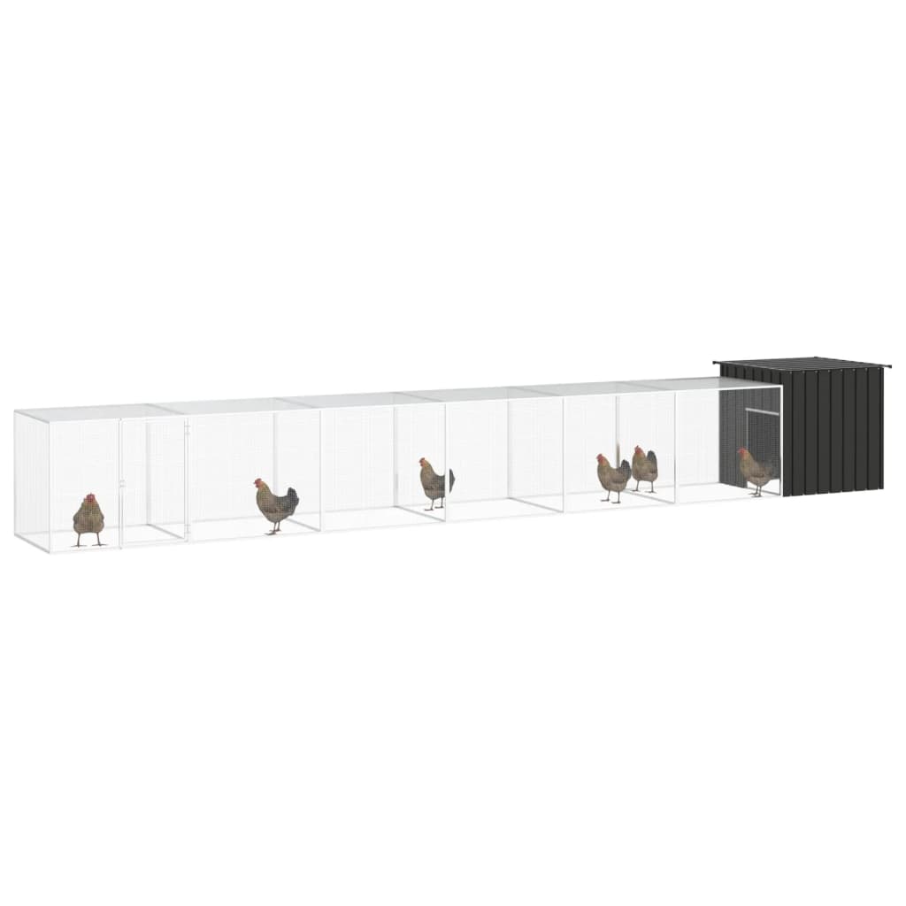 Vidaxl Chicken Coop 700x91x100 cm verzinkter Stahl -Anthrazit -Verschärfen