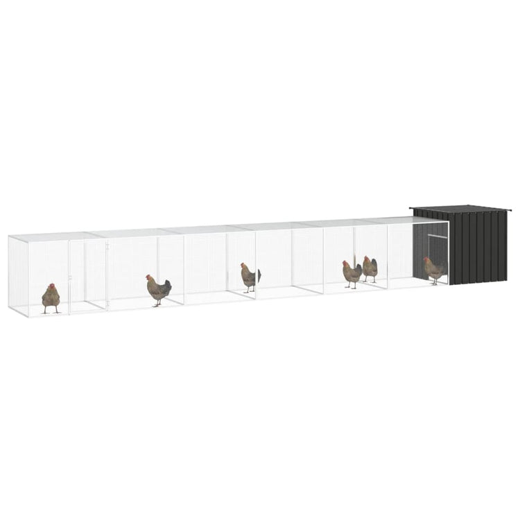 Vidaxl Chicken Coop 700x91x100 cm verzinkter Stahl -Anthrazit -Verschärfen