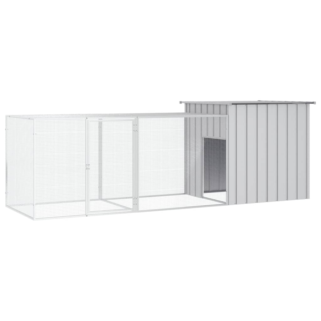 Vidaxl Chicken Coop 300x91x100 cm verzinkter Stahl grau