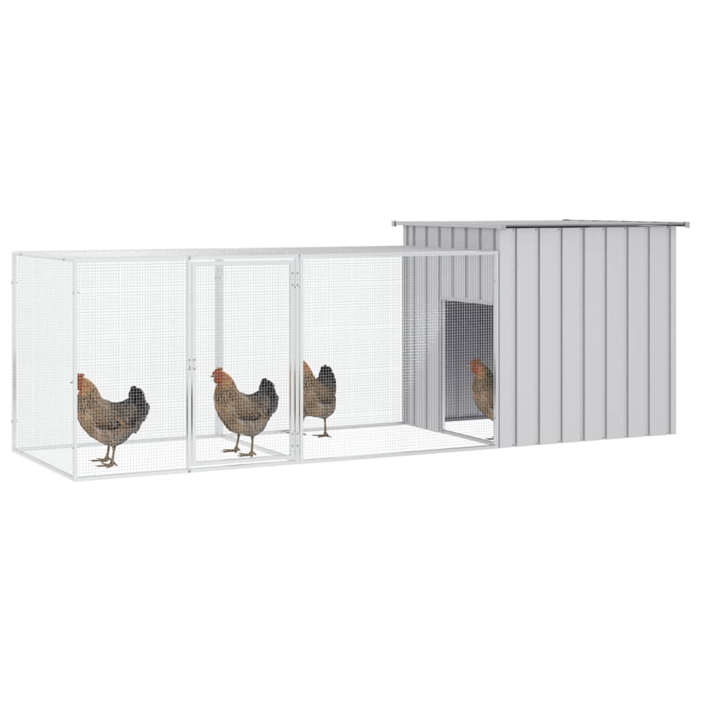 Vidaxl Chicken Coop 300x91x100 cm verzinkter Stahl grau