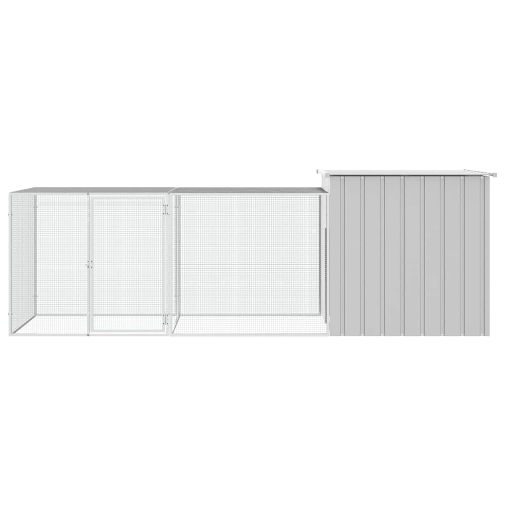 Vidaxl Chicken Coop 300x91x100 cm verzinkter Stahl grau