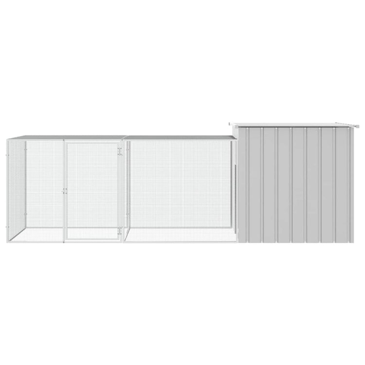 Vidaxl Chicken Coop 300x91x100 cm verzinkter Stahl grau