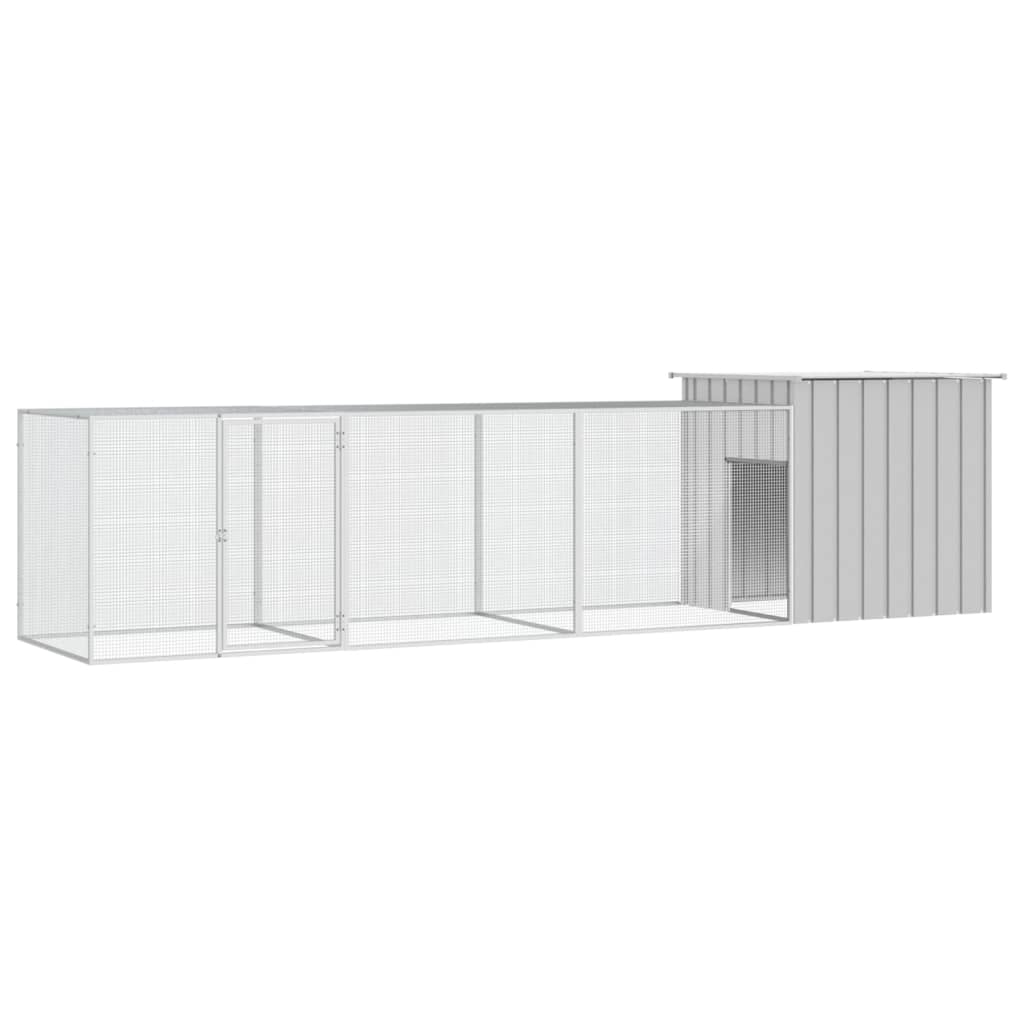 Vidaxl Chicken Coop 400x91x100 cm verzinkter Stahl grau