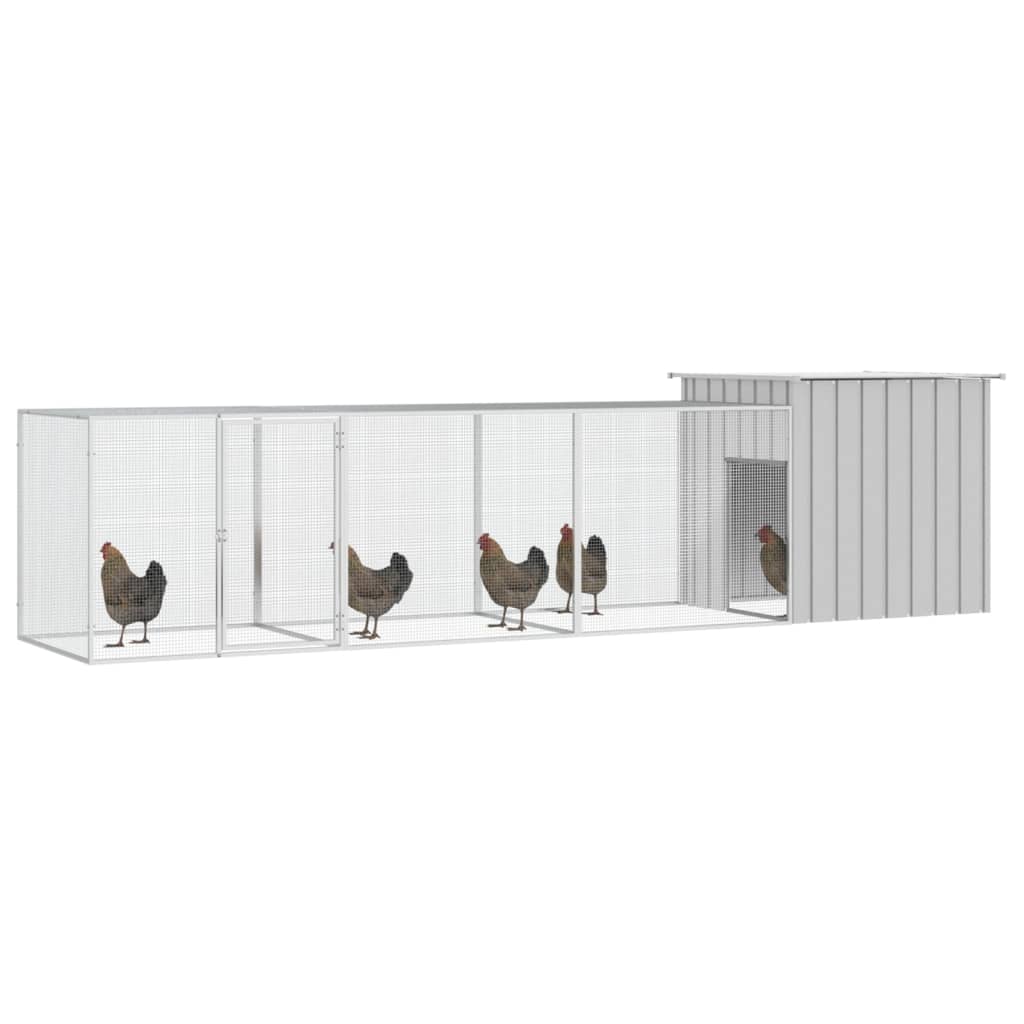 Vidaxl Chicken Coop 400x91x100 cm verzinkter Stahl grau