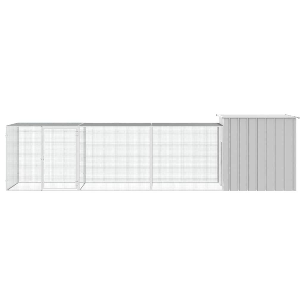 Vidaxl Chicken Coop 400x91x100 cm verzinkter Stahl grau