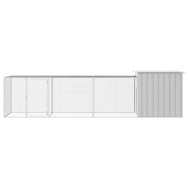 Vidaxl Chicken Coop 400x91x100 cm verzinkter Stahl grau