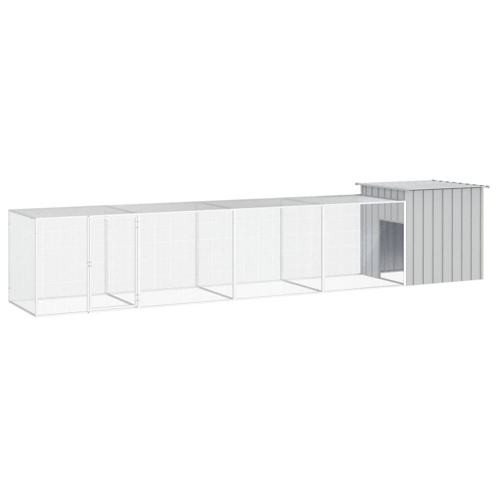 Vidaxl Chicken Coop 500x91x100 cm verzinkter Stahl grau