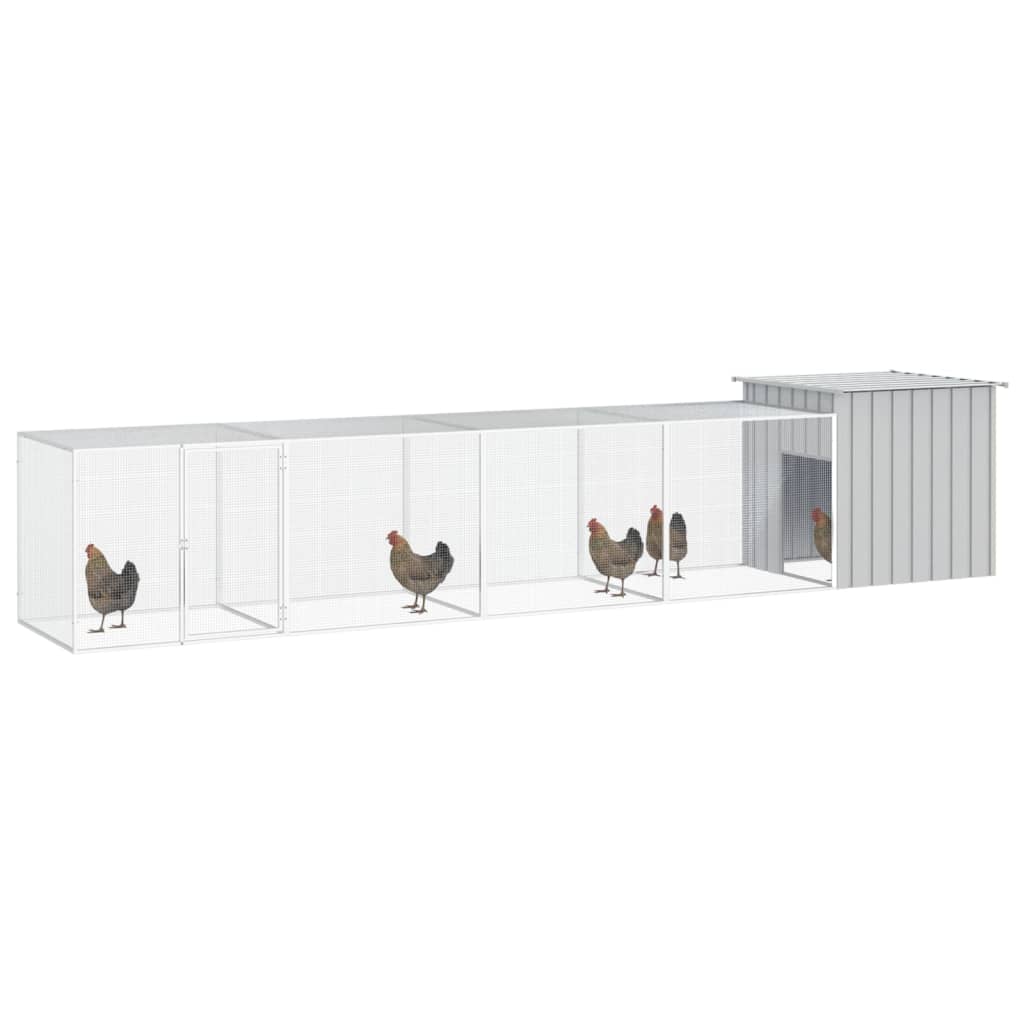 Vidaxl Chicken Coop 500x91x100 cm verzinkter Stahl grau