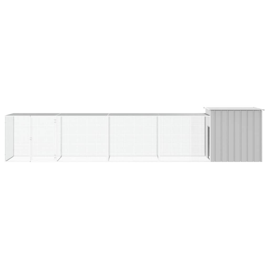 Vidaxl Chicken Coop 500x91x100 cm verzinkter Stahl grau