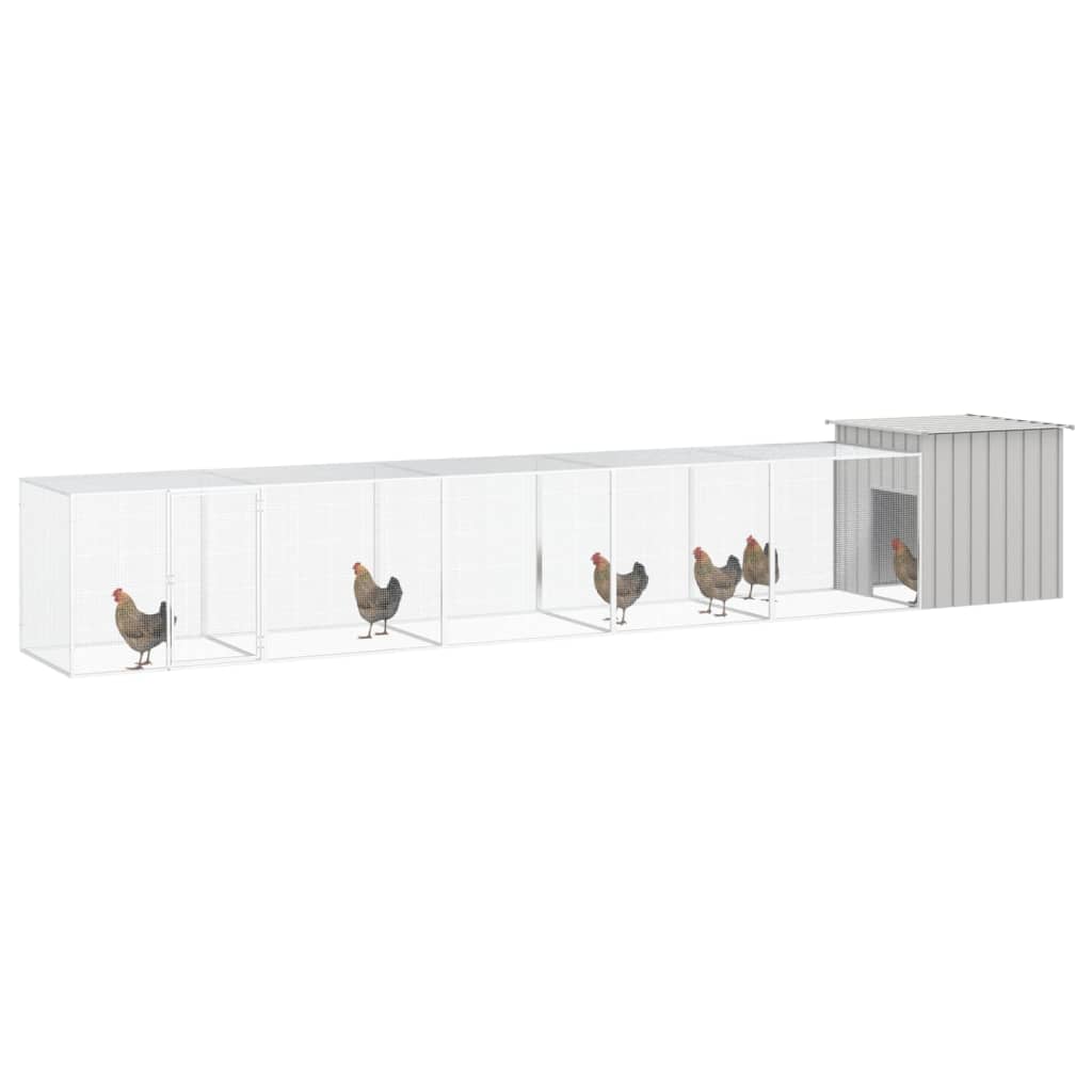 Vidaxl Chicken Coop 600x91x100 cm verzinkter Stahl grau