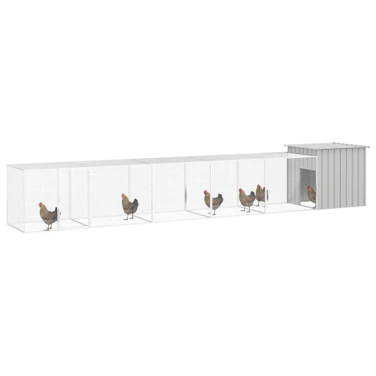 Vidaxl Chicken Coop 600x91x100 cm verzinkter Stahl grau