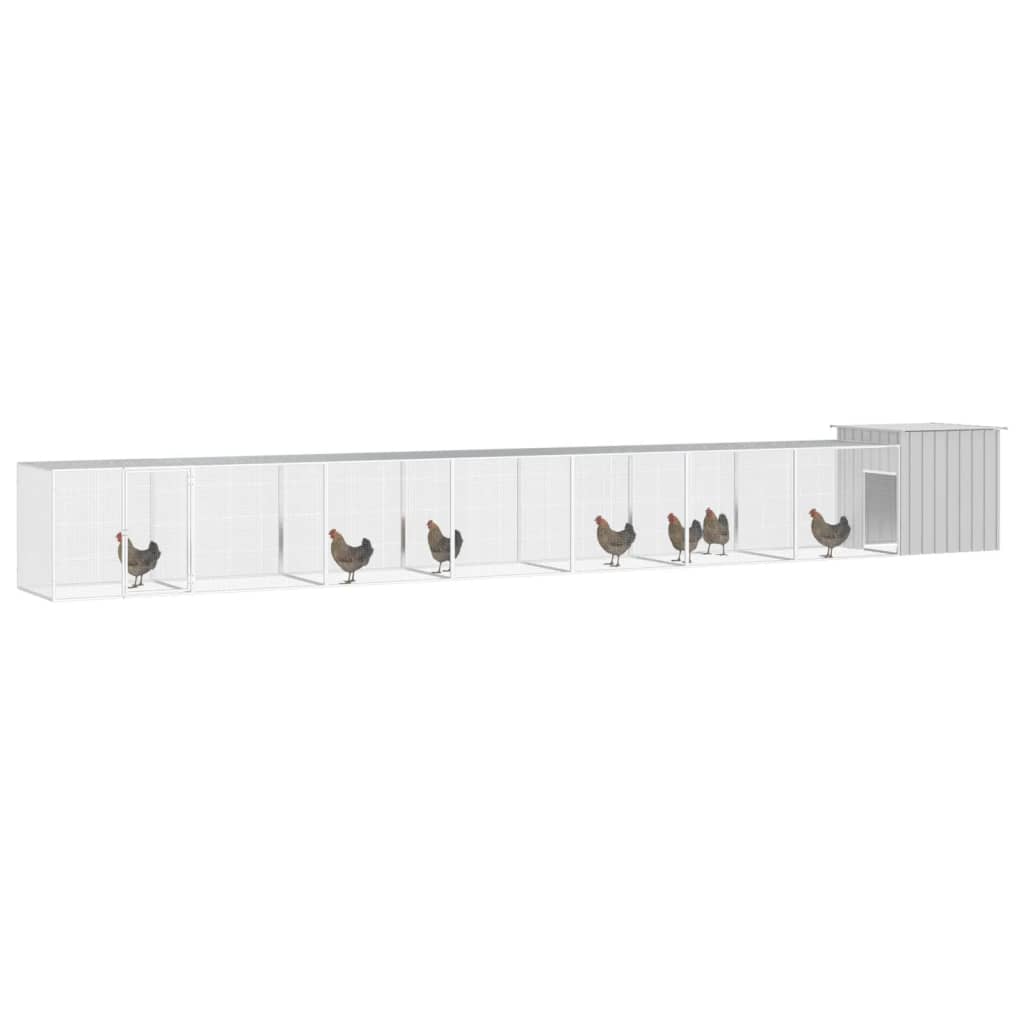 Vidaxl Chicken Coop 700x91x100 cm verzinkter Stahl grau