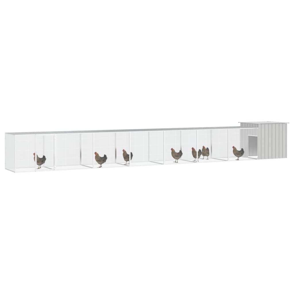 Vidaxl Chicken Coop 800x91x100 cm verzinkter Stahl grau