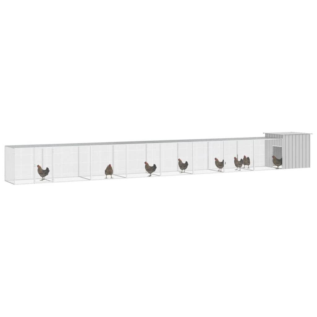 Vidaxl Chicken Coop 900x91x100 cm verzinkter Stahl grau