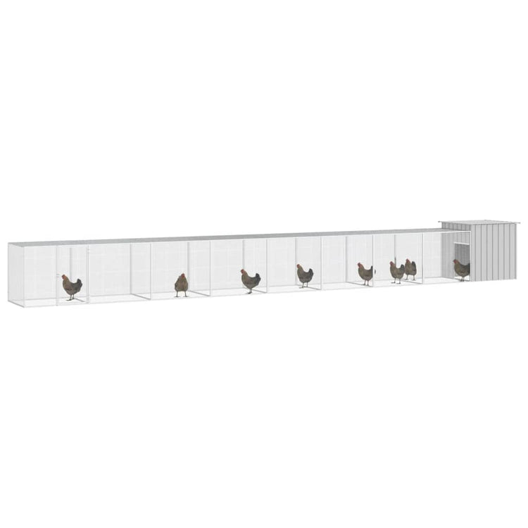 Vidaxl Chicken Coop 900x91x100 cm verzinkter Stahl grau