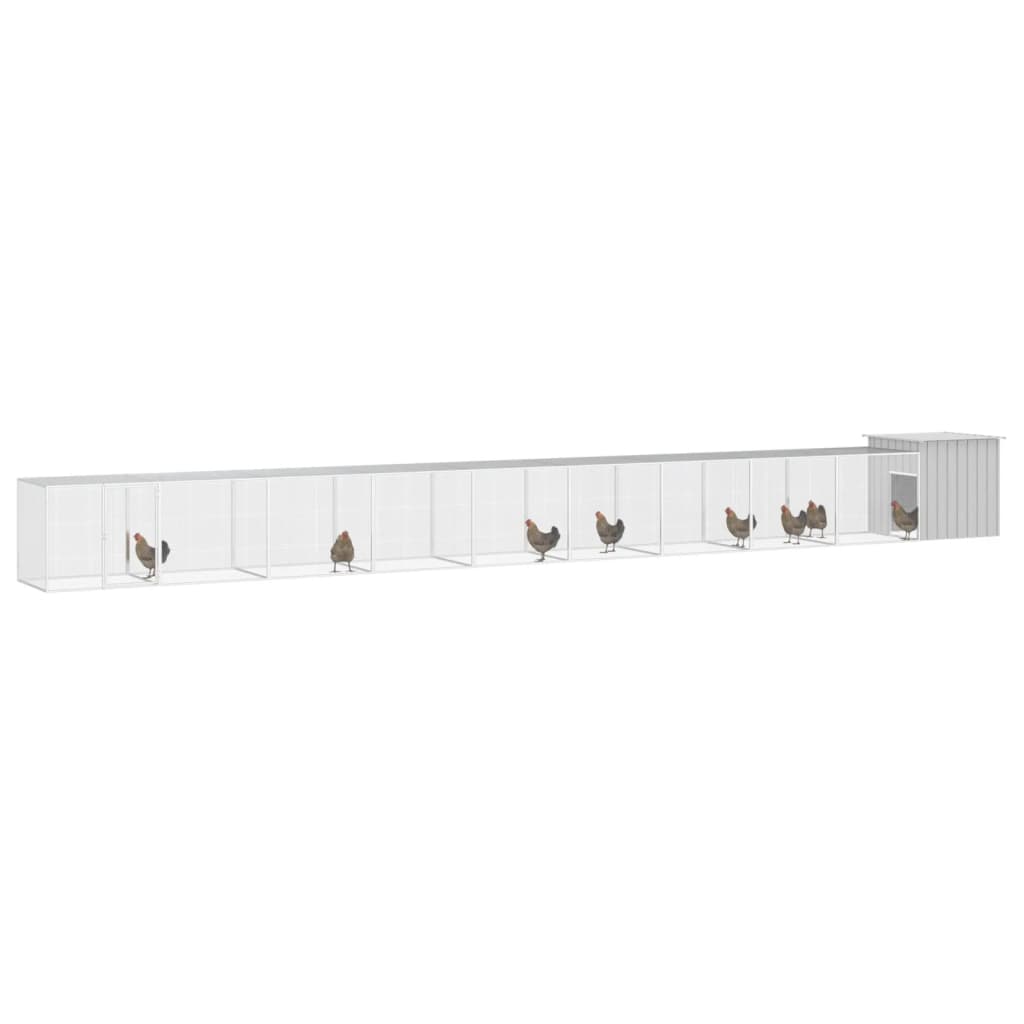 Vidaxl Chicken Coop 1000x91x100 cm verzinkter Stahl grau