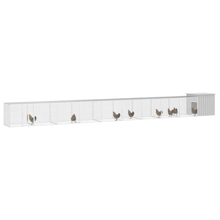 Vidaxl Chicken Coop 1000x91x100 cm verzinkter Stahl grau