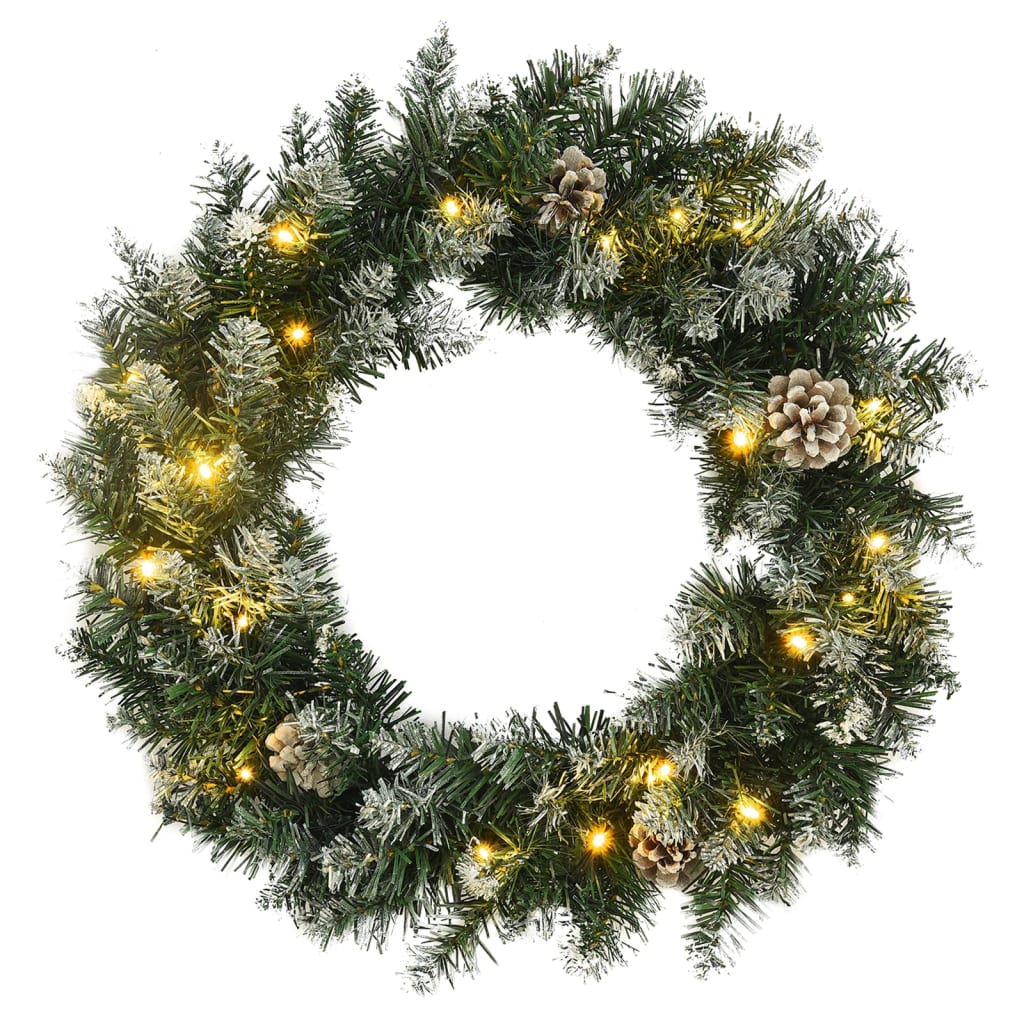 Vidaxl Weihnachtskranz mit LED -Leuchten 60 cm PVC Grün