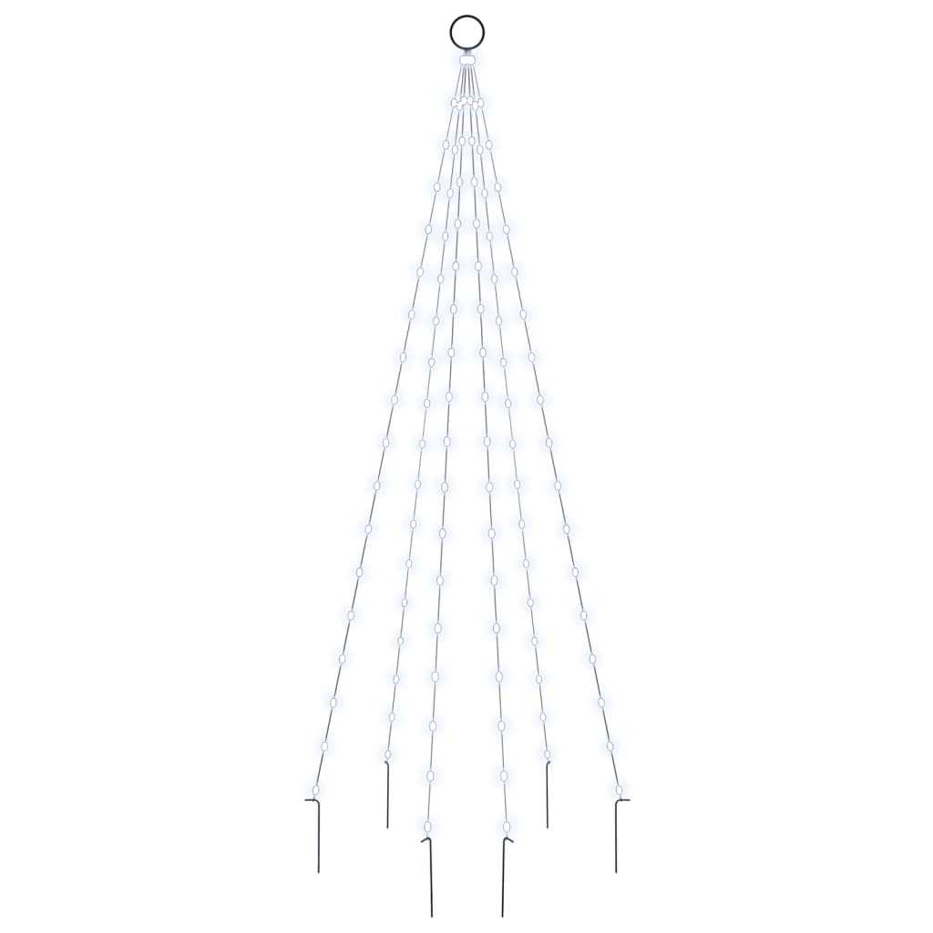 VIDAXL -Flaggmast Weihnachtsbaum 108 LEDs kalt weiß 180 cm