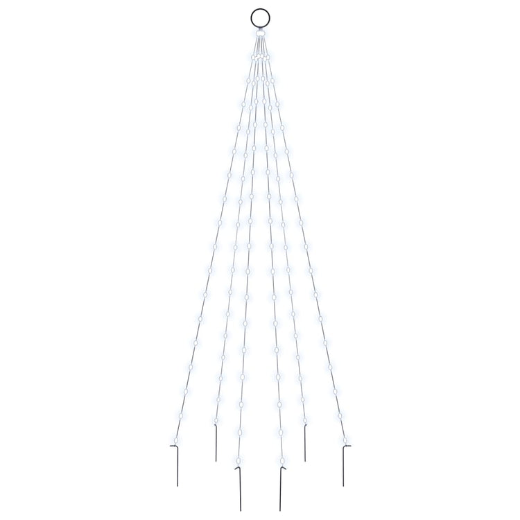 VIDAXL -Flaggmast Weihnachtsbaum 108 LEDs kalt weiß 180 cm