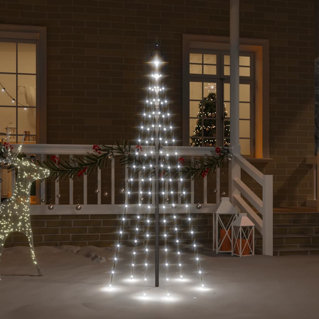 VIDAXL -Flaggmast Weihnachtsbaum 108 LEDs kalt weiß 180 cm