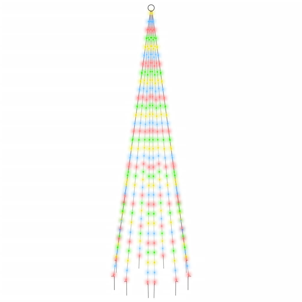 VIDAXL VLAGGenmast Weihnachtsbaum 310 LEDs mehrfarbig 300 cm