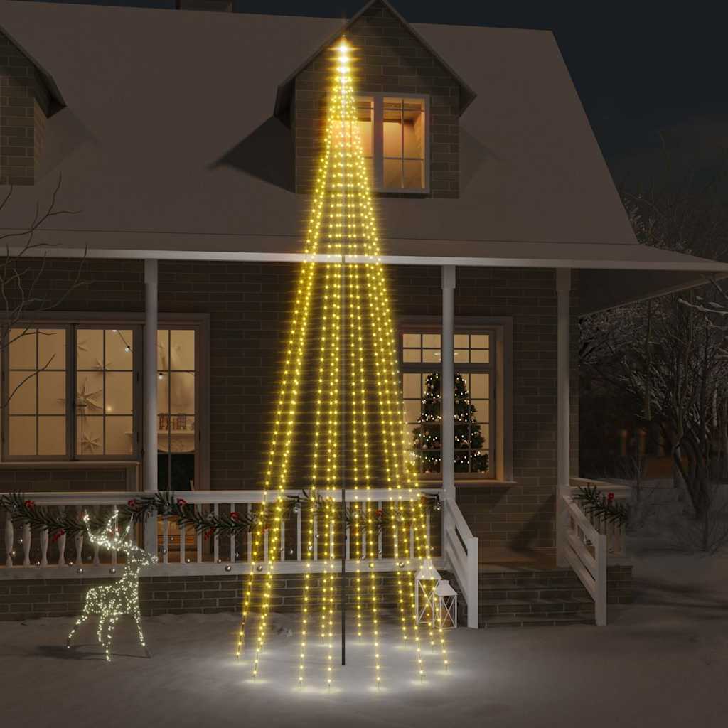 VidaXL Fahnenmast Weihnachtsbaum 732 LEDs warmweiß 500 cm