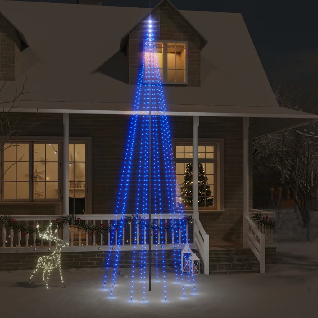 Vidaxl Flagmpole Weihnachtsbaum 732 LEDs Blau 500 cm