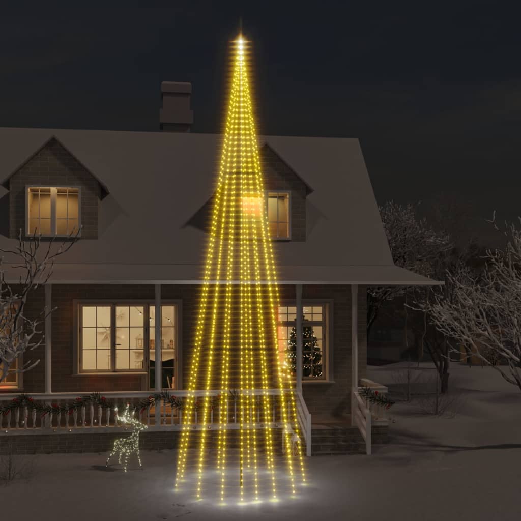 VidaXL Fahnenmast Weihnachtsbaum 1134 LEDs warmweiß 800 cm