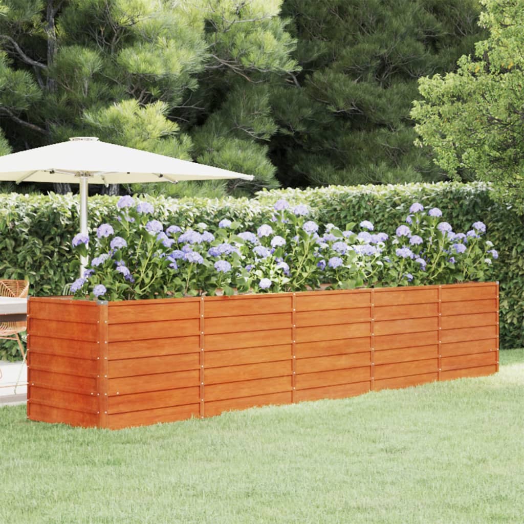 Vidaxl -Pflanzer 400x80x77 cm Corten Stahl Rusty angehoben