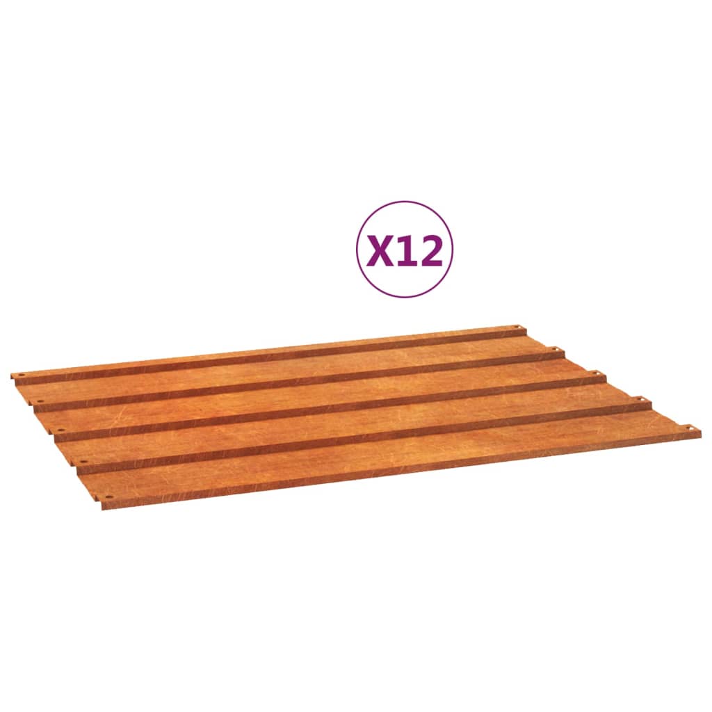 Vidaxx Dachpaneele 12 Stück 60x44 cm Cortenstahl rostig