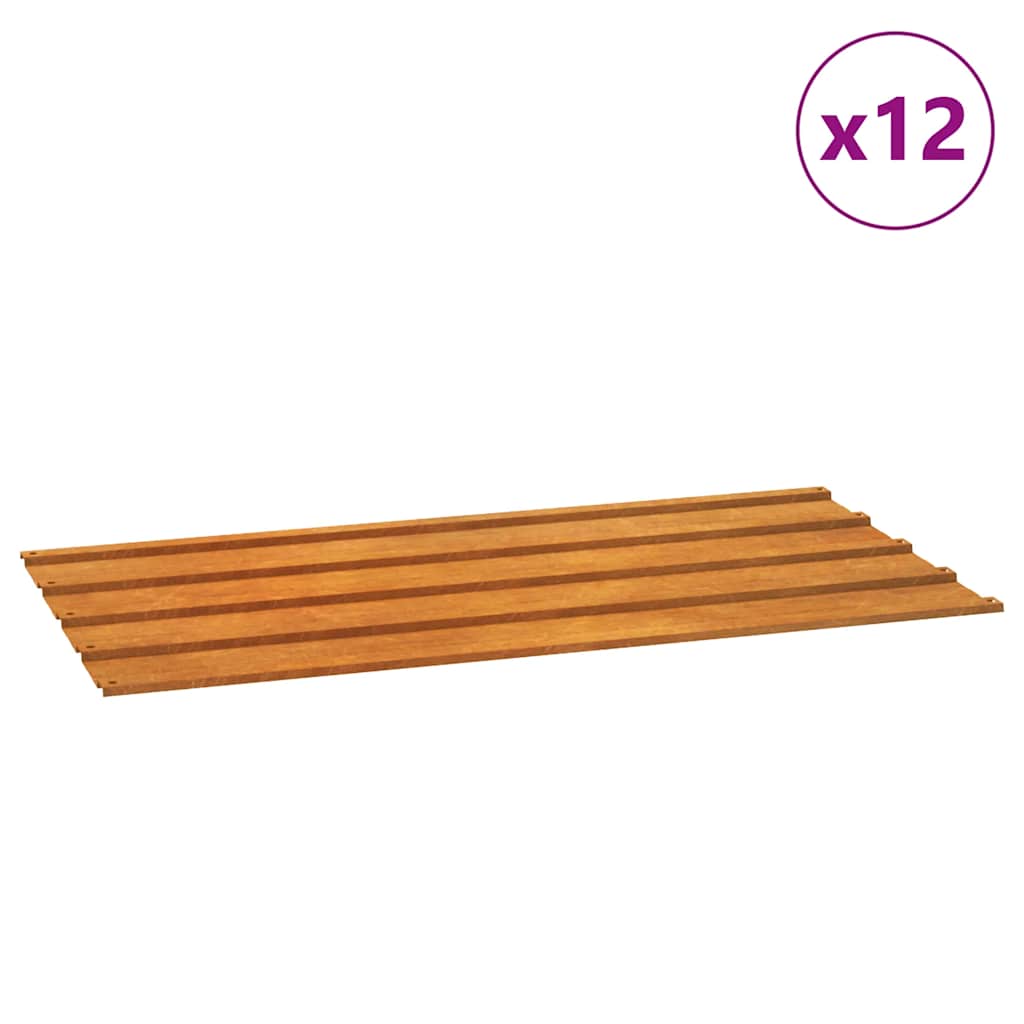 VIDAXL -Dachpaneele 12 ST 80x44 cm Corten Stahl rostig