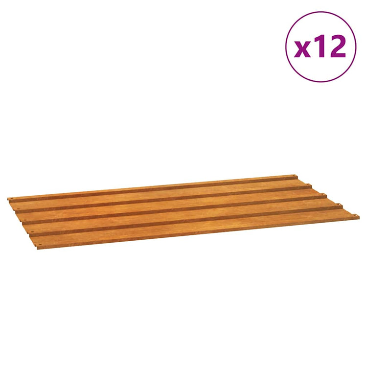VIDAXL -Dachpaneele 12 ST 80x44 cm Corten Stahl rostig