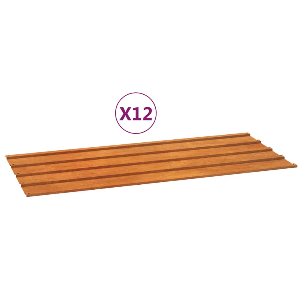 VIDAXL -Dachplatten 12 Stcs 100x44 cm Corten Stahl rostig