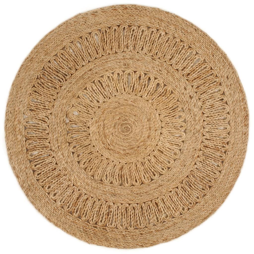 Vidaxl Teppich um 90 cm geflochtene Jute