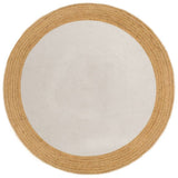 Vidaxl Teppich rund geflochten 90 cm Jute und Baumwoll weiß und natürlich - afbeelding 1