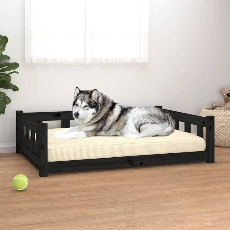 Vidaxl Hundekorb 105,5 x 75,5 x 28 cm Festkiefer Kiefer Schwarz