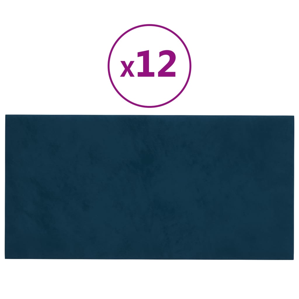 Vidaxl -Wandplatten 12 ST 2,16 m² 60 x 30 cm Samtblau